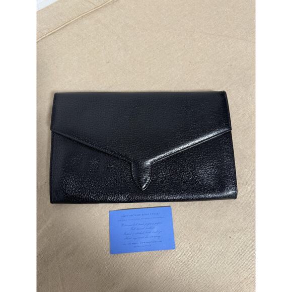 Smythson of Bond Street Travel Wallet Black Leather Italy Passport Organizer - Picture 1 of 10
